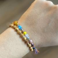Armband 2.0 „Herbstwind“ - Zweireihiges herbstliches Armband mit Edelsteinen, Ahornblatt und hochwertigen Perlen Bild 4