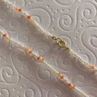 Perlenkette mit Karneol, Zuchtperlen/Saatperlen und Karneol, 38 cm lang, Geschenk für Frauen, Handarbeit aus Bayern Bild 6