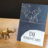 Miniatur Elefant Glücksbringer mit Mutmacher-Karte Weisheit und Kraft – Du schaffst das! Bild 1