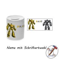 Spardose Motiv Roboter mit Name / Personalisierbar / Sparschwein / Sparbüchse Bild 2