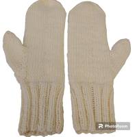 Handschuhe, Fäustlinge, M-XL, Kaffeeböhnchen, 8-fach Sockenwolle, Naturweiss Bild 3