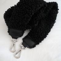 Schultergurt Taschentrageriemen  schwarz Plüsch Taschen Handtaschen Bild 1