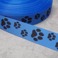 Pfoten Hund Katze blau schwarz  Tier  22 mm  Borte Ripsband Bild 2