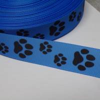 Pfoten Hund Katze blau schwarz  Tier  22 mm  Borte Ripsband Bild 3