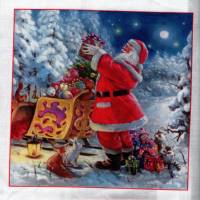 Patchworkstoff mit nostalgischen Weihnachtsmännern aus der Serie "A Santa is Coming"4 Kacheln Bild 3