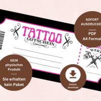 Tattoo Gutschein zum Drucken | Tattoogutschein digital | Geschenkgutschein Vorlage | Gutschein individuell Bild 3