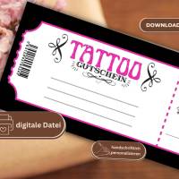 Tattoo Gutschein zum Drucken | Tattoogutschein digital | Geschenkgutschein Vorlage | Gutschein individuell Bild 8