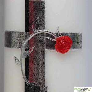 Trauerkerze Alpha Omega mit Kreuz in antik silber, Gedenkkerze, Trauerkerze personalisiert, Kerze zum Gedenken Bild 4