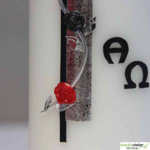 Trauerkerze Alpha Omega mit Kreuz in antik silber, Gedenkkerze, Trauerkerze personalisiert, Kerze zum Gedenken Bild 5