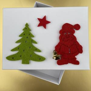 Geschenkschachtel Weihnachten, Schachtel für Geschenke, Weihnachtsmann mit echter Glocke, Stern, Tannenbaum Filz. Bild 4