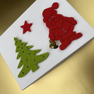 Geschenkschachtel Weihnachten, Schachtel für Geschenke, Weihnachtsmann mit echter Glocke, Stern, Tannenbaum Filz. Bild 5