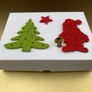 Geschenkschachtel Weihnachten, Schachtel für Geschenke, Weihnachtsmann mit echter Glocke, Stern, Tannenbaum Filz. Bild 6