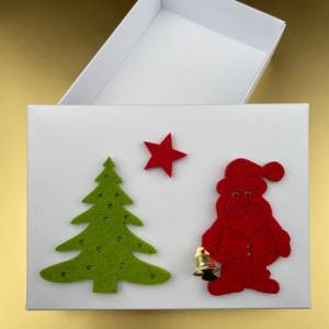 Geschenkschachtel Weihnachten, Schachtel für Geschenke, Weihnachtsmann mit echter Glocke, Stern, Tannenbaum Filz. Bild 9