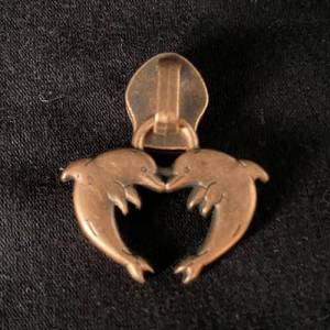 Zipper Dolphin-Heart, breit, kupfer / Schieber für Reißverschlüsse mit Spiralraupe Bild 1