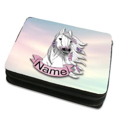 Pferd Federmäppchen inkl. Inhalt mit Name / personalisierbar