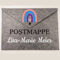 Personalisierte Postmappe/Dokumententasche für das Schulkind mit Regenbogenmotiv Bild 1