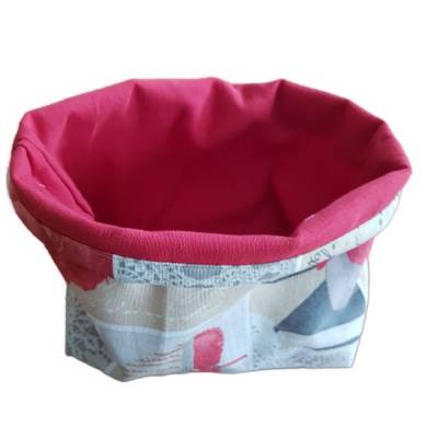 Wendbarer Brötchenkorb & Utensilo rot mit Rosen – Praktisches Stoffkörbchen, Unikat, Handgemacht