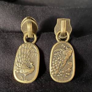 Zipper Pfau, breit, bronze / Schieber für Reißverschlüsse mit Spiralraupe Bild 2