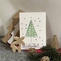 Weihnachtsbaum mit Aquarellfarbe & Fineliner auf Weihnachtskarte - Adventszauber - danielb.art Bild 2