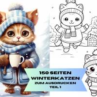 Süßes Katzen Malbuch 150 Seiten Teil 1 Erwachsene Kinder PDF Download Bild 1