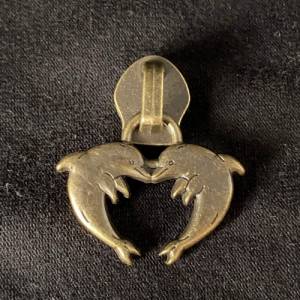Zipper Dolphin-Heart, breit, bronze / Schieber für Reißverschlüsse mit Spiralraupe Bild 1