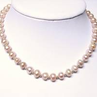 Lavendel Süßwasserzuchtperlen-Perlenkette  mit Perlen 925 Silber vergoldet Bild 1