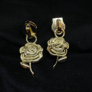 Zipper Rose, breit, gold, hell, 1 Stück / Schieber für Reißverschlüsse mit Spiralraupe Bild 1