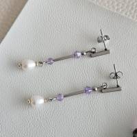 Perlen Ohrringe hängend silber, Ohrhänger, Perlenohrstecker, Süßwasserperlen Ohrstecker, Hochzeitsschmuck Bild 6