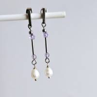 Perlen Ohrringe hängend silber, Ohrhänger, Perlenohrstecker, Süßwasserperlen Ohrstecker, Hochzeitsschmuck Bild 7
