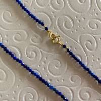 Lapislazulikette, facettierter Edelstein, blaue Edelsteinkette, Geschenk für Frauen, Handarbeit aus Bayern Bild 3