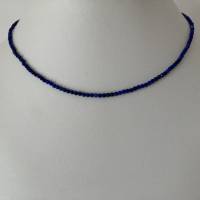 Lapislazulikette, facettierter Edelstein, blaue Edelsteinkette, Geschenk für Frauen, Handarbeit aus Bayern Bild 6