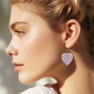 Polymer Clay Ohrringe Rosa Weiß | Blatt Ohrringe | Muschel Ohrringe | handgemachter Modeschmuck vergoldet Bild 2