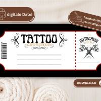 Tattoo Gutschein zum Drucken | Tattoogutschein digital | Geschenkgutschein Vorlage | Gutschein individuell Bild 1
