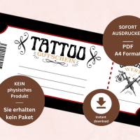 Tattoo Gutschein zum Drucken | Tattoogutschein digital | Geschenkgutschein Vorlage | Gutschein individuell Bild 3