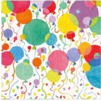 20 Cocktailservietten Balloons and Confetti, farbige Luftballons und Konfettiregen, von Caspari Bild 1