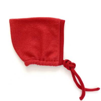 Babymütze Kaschmir 1-4 Monate rot Upcycling Mütze zum Binden Zwergenmütze Bonnet
