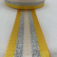 Gurtband White&Silver Stripes, sonnengelb, 38 mm Bild 2