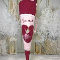 Schultüte aus Stoff bordeaux rosa mit Ballerina Mädchen 70cm oder 85cm Bild 3