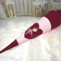 Schultüte aus Stoff bordeaux rosa mit Ballerina Mädchen 70cm oder 85cm Bild 4