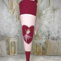 Schultüte aus Stoff bordeaux rosa mit Ballerina Mädchen 70cm oder 85cm Bild 6