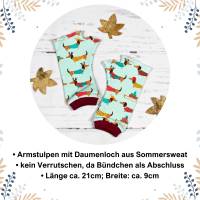 Gemütliche Armstulpen mit Daumenloch aus Sommersweat ~ Weihnachtsdackel Bild 2