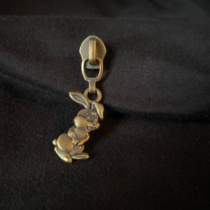 Zipper Bunny, breit, bronze / Schieber für Reißverschlüsse mit Spiralraupe Bild 1