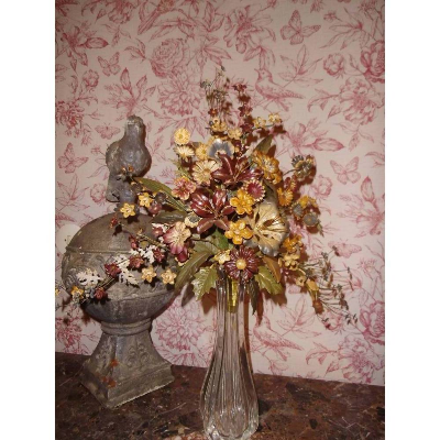 Antik Blumenstrauß Klosterarbeit Altarblumen Blumengesteck Landhaus Cottage