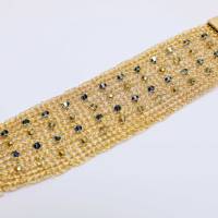 Funkelnde Kristalle in Schwarz und Gold - Damen-Armband Bild 2