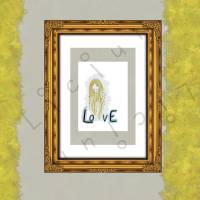 Hintergrund WEISS Haar: GOLD Karte - Frau mit langen Haaren und Herzen - Liebe - Download - A6 und A4 Format Bild 1