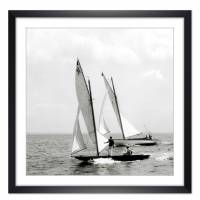 Segelboote auf dem Meer 1897 Regatta  gerahmter KUNSTDRUCK schwarz Weiß Vintage Art Fineart Print  Nautik MARITIM Bild 1