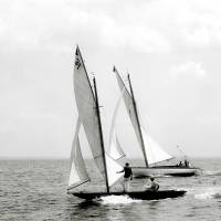 Segelboote auf dem Meer 1897 Regatta  gerahmter KUNSTDRUCK schwarz Weiß Vintage Art Fineart Print  Nautik MARITIM Bild 2