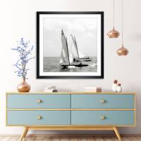 Segelboote auf dem Meer 1897 Regatta  gerahmter KUNSTDRUCK schwarz Weiß Vintage Art Fineart Print  Nautik MARITIM Bild 3