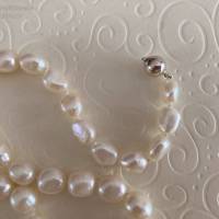Perlenkette geknüpft 69 cm lang, Herrenschmuck, Zuchtperlenkette, Geschenk Frau Mann, Handarbeit aus Bayenr Bild 7