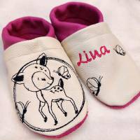 Krabbelschuhe Lauflernschuhe Schuhe Baby Kinder  Bambi Rehkitz  Leder Handmad personalisiert Bild 4